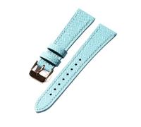 JZWCHQ Handmade Light Blue Head Layer Cowhide Leather Watchband 18MM 19MM 20MM 21MM 22MM Vintage Soft Ultra-Thin Leather Strap(B Rose Gold,18mm)