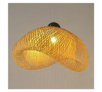 JZWCHQ Handmade Pendant Light V-intage Wicker Rattan Wave Shade LED Chaner Compatible with Dining Room Bedroom Indoor Lamp,Ceiling Pendant Lighting