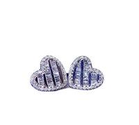 JZWCHQ heart shape diamond stud earring real jewelry engagement wedding earrings for women bridal party gift