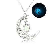 JZWCHQ Hollow Spiral Moon Glow Pendant Cyclone Night Light Pearl Necklace