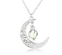 JZWCHQ Hollow Spiral Moon Glow Pendant Cyclone Night Light Pearl Necklace