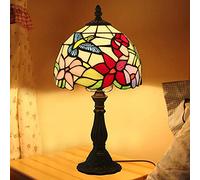 JZWCHQ Hummingbird Light Tiffany-style Pendant Lamp Bankers Table Wall Stained Glass Bird Flower Lampshade Crystal Bedroom Bedside Readlamp 16in Surprise Gift (16in Lamp) (12in One Size)