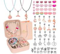 JZWCHQ Hysagtek Jewellery Making Kit Bracelet Making Kit 66 Pcs DIY Girls Charm Bracelet Making Bracelets for Girls Beads Necklace kit Jewelry Making Charm Pendants Craft with Box, Pink