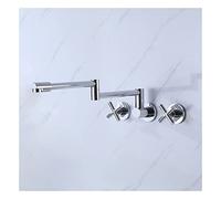 JZWCHQ Industrial Pot Filler Faucet Foldable 360°Rotation Kitchen Faucet Wall Mount Brass Kitchen Sink Faucet Cold and Hot Water Kitchen Tap 2 Handle Kitchen Mixer Tap,Black(Chrome)