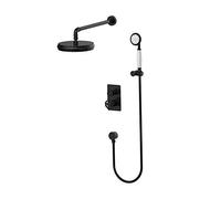 JZWCHQ Industrial Style Shower Combo Set Wall Mounted Bathroom Shower Faucet Set with Stainless Steel Shower Head, Handheld ShowerA,Black a