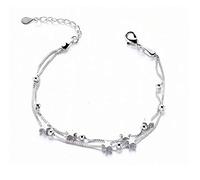 JZWCHQ jewellery 925 Lucky Bracelets Cuff Chain Bangle Double Layer Star Women Ladies Girls Jewelry Gift jewellery