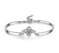 JZWCHQ jewellery 925 Silver Sweet Dazzling Lucky Clover Bracelet for Women Wedding S925 Jewelry Gift jewellery