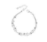 JZWCHQ jewellery 925 Star Bracelet Double Layers Stars Beads Charm Bracelets For Women Box Chain Bangles Silver 925 Jewelry jewellery