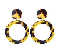 JZWCHQ jewellery Women Silver Earrings, Boho Double Round Women Hoop Earrings Trendy Acetic Acid Tortoiseshell Vintage Resin Acrylic Marble Texture Jewelry Gifts For Girlfriend, Wife, Sister,