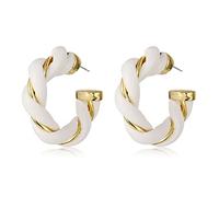 JZWCHQ jewellery Women Silver Earrings, Fashion Leather Twisted Round Hoop Earrings Female Korean Pu Geometric Circle Wedding Earrings Charm Jewelry Gift Gifts For Girlfriend, Wife, Sister, Daughter,