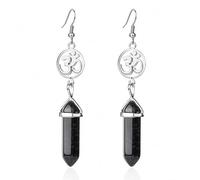 JZWCHQ jewelry for women Natural Gem Stone 3D Charms Earring Decoration for Luck Hexagonal Silver Color Opal Purple Crystal Women Jewelry women's jewelry
