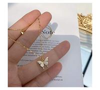 JZWCHQ Jewelry/Necklaces Shiny Butterfly Necklace for Women Dainty Double Layer Clavicle Chain Necklace Jewelry Women's Pendants