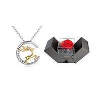 JZWCHQ Jewelry/Necklaces The Combination Deer and Moon Necklaces for Women, Exquisite Clavicle Pendant Necklaces, Total Length is 15.55in Women's Pendants