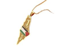 JZWCHQ Jewelry New 2025 Arrival Arabic And Hebrew Israel Palestine Map Pendant Necklaces Women Gifts Israeli With For You Accessories Trendy Creative Gift gift