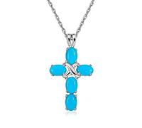 JZWCHQ jewelry Sterling Silver Natural Stone Pendants Turquoise Pendant for Women Rhodium Gemstone First Communion Gifts Jewelry for girls