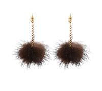 JZWCHQ Jewelry-Women Earring Studs Earring Drop Earrings Ear Line,Brown Plush Ball Stud Earrings, Korean Version of The Hair Pendant Earrings, Simple and Versatile Earrings,