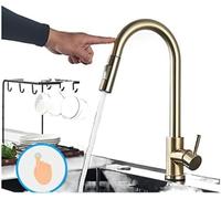 JZWCHQ Kitchen Faucets Champagne Bronze Gold Sensor Kitchen Faucets Touch Control Faucet Mixer Tap Touch Sensor Smart Kitchen Taps Offers Efficient