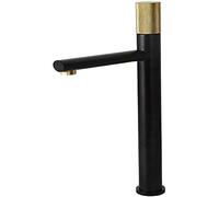 JZWCHQ Kitchen Sink Faucet, Sink Faucet, Pink Matte Black and Gold Faucet, 100% Brass Bathroom Sink Faucet, Knurled Design, Deck Mounted Water Mixer Tap, Gold