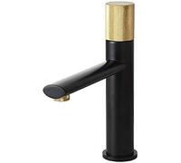 JZWCHQ Kitchen Sink Faucet, Sink Faucet, Pink Matte Black and Gold Faucet, 100% Brass Bathroom Sink Faucet, Knurled Design, Deck Mounted Water Mixer Tap, Gold