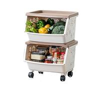 JZWCHQ Kitchen Storage Cabinets Kitchen Hollow Shelf Floor Multi-layer Movable Household Trolley Storage Storage Rack Vegetable Basket Supplies Daquan Kitchen Shelves (Color : Gold, Size : S)