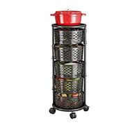 JZWCHQ Kitchen Storage Cabinets Kitchen Rotating Rack Storage Shelf Cart Vegetable Rack Storage Floor Multi-layer Fruit Basket Detachable Storage Shelf Cart Kitchen Shelves (Color : Black-3 Layers)