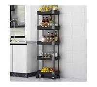 JZWCHQ Kitchen Storage Cabinets Small Trolley Rack Floor-to-ceiling Multi-layer Household Cracked Snack Storage Shelf Kitchen Mobile Vegetable Basket Storage Basket Kitchen Shelves (Color : A-3Layer)