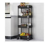 JZWCHQ Kitchen Storage Cabinets Small Trolley Rack Floor-to-ceiling Multi-layer Household Cracked Snack Storage Shelf Kitchen Mobile Vegetable Basket Storage Basket Kitchen Shelves (Color : A-3Layer)