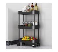 JZWCHQ Kitchen Storage Cabinets Small Trolley Rack Floor-to-ceiling Multi-layer Household Cracked Snack Storage Shelf Kitchen Mobile Vegetable Basket Storage Basket Kitchen Shelves (Color : A-3Layer)