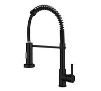 JZWCHQ Kitchen Taps with Pull Out Spray Head,Kitchen Sink Tap Black Brass Hot and Cold 2 Functions Rotatable Teles Spring Mixer Tap