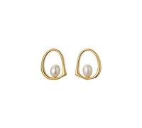 JZWCHQ Ladies earrings Women's Earrings Sterling Silver Fashion Hollow Freshwater Pearl Stud Earrings Women's Charming Simple Party Jewelry Earrings ui