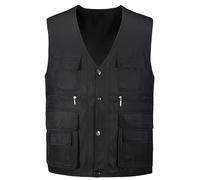 JZWCHQ Large Size Multi-pockets Both Side Wear Vest Men Photography Sleeveless Jacket Casual Fishing Hiking Waistcoat (New Black Blue Vest 4XL)