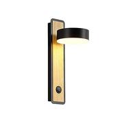 JZWCHQ led 350° rotatable Wall lamp Fixture with Switch, Wooden Living Room Wall Lights Indoor Aluminium Bedroom Bedside lamp