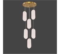 JZWCHQ LED Modern Chaner Lamp, Double Staise Long Hollow Living Room - Luxury Villa Revolving Jump Second Floor Pendant Light,Modern Chaner, Ceiling Lighting