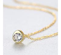 JZWCHQ Link Chain 925 Sterling Silver Round Pendant Necklaces for Women Wedding Jewelry Topaz Gemstone Collares Gift