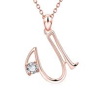 JZWCHQ Luxury Crystal Zircon Alphabet Pendant Necklace Initial Letter Rose Chain Necklaces for Women Men Jewelry