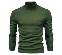 JZWCHQ Mens Pullover Jumper Solid Thermal Casual Knit Slim Fit Sweater High Collar Long Sleeve Stretch T-Shirt Tops Bottoming (blue L)