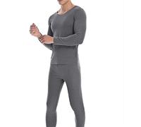 JZWCHQ Men's Undershirt Intimate Autumn Non-marking Thermal Underwear Double-sided Brushed Base Layer Top Bottom Lingerie Shirt Set (black 2X)