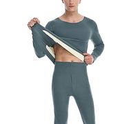 JZWCHQ Men's Undershirt Intimate Autumn Non-marking Thermal Underwear Double-sided Brushed Base Layer Top Bottom Lingerie Shirt Set (black 2X)