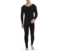 JZWCHQ Men's Undershirt Intimate Autumn Non-marking Thermal Underwear Double-sided Brushed Base Layer Top Bottom Lingerie Shirt Set (black 2X)
