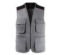 JZWCHQ Men's Work Utility Outerwear Vest Waistcoat Fishing Gilet Photography Work Multi-Pockets Outdoors Journalist Coat Sleeveless Jackets (Red XXXL)