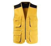 JZWCHQ Men's Work Utility Outerwear Vest Waistcoat Fishing Gilet Photography Work Multi-Pockets Outdoors Journalist Coat Sleeveless Jackets (Red XXXL)