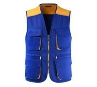 JZWCHQ Men's Work Utility Outerwear Vest Waistcoat Fishing Gilet Photography Work Multi-Pockets Outdoors Journalist Coat Sleeveless Jackets (Red XXXL)