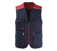 JZWCHQ Men's Work Utility Outerwear Vest Waistcoat Fishing Gilet Photography Work Multi-Pockets Outdoors Journalist Coat Sleeveless Jackets (Red XXXL)