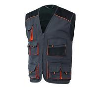 JZWCHQ Men's Work Utility Outerwear Vest with Zipper Casual Warm Multi Pocket Workwear Fishing Jacket Director Photography Gilet Waistcoat (Gray XXL)