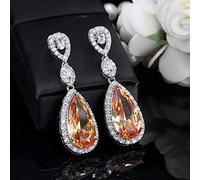 JZWCHQ Micro Pave Water Drop Crystal Long Earrings For Women With Zircon Stones Settting