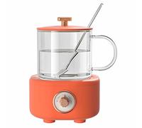 JZWCHQ Mini HMultifunctional Teapot Milk Boiler Glass Teapot Multifunctional Mute The Sound Thick Die-Cast Aluminum Heating Plate Split Cup Body 400Ml(Brown)