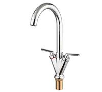 JZWCHQ Mixer Tap Faucet,Chrome Kitchen Bathroom Sink Faucet Double Handle Faucets Deck Mounted Mixer Hot and Cold Water Tap Rotation Spout/Silver