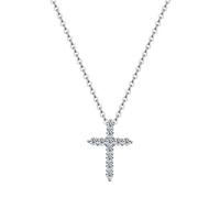 JZWCHQ moissanite cross pendant necklace for women 100% 925 sterling silver 0.1ct 3mm d color diamond necklaces jewelry