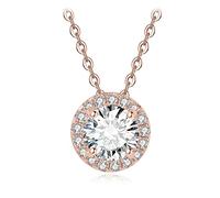 JZWCHQ moissanite d color 1ct round 925 halo pendant necklace for woman no chain yellow rose plated