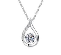 JZWCHQ Moissanite Necklace Pendant for Women 1.0ct 6.5mm 925 Silver Jewelry Wedding Sparkling Round Cut Moissanite Pendant